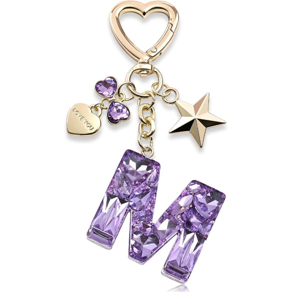 Charming Bling Keychain With Initial Letter & Col… - image 1